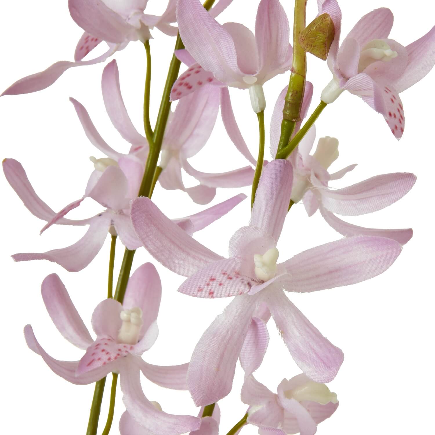 Lilac cymbidium faux orchid spray with lifelike lavender blooms, premium plastic, 95 cm tall, for home decor by Sostter at brixbailey.com