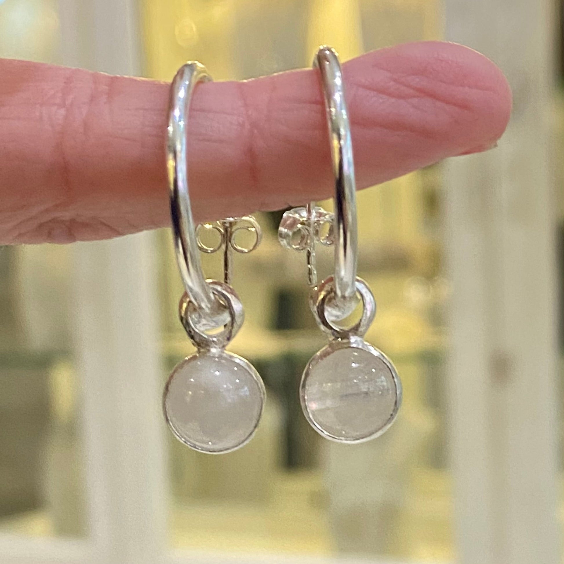 Moonstone Hoops in Sterling Silver