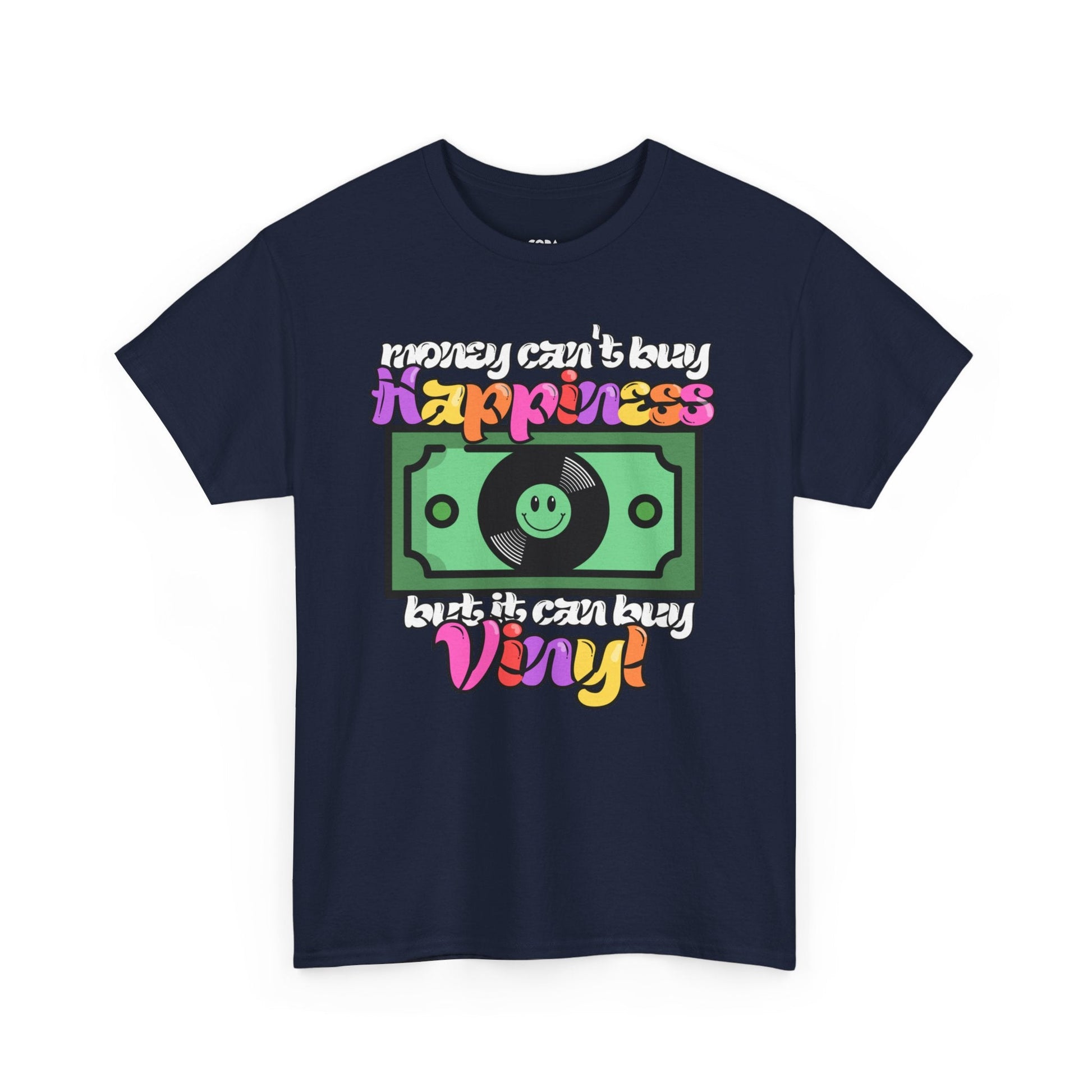 Money Can't Buy Happiness Men's Vinyl Record T-Shirt
