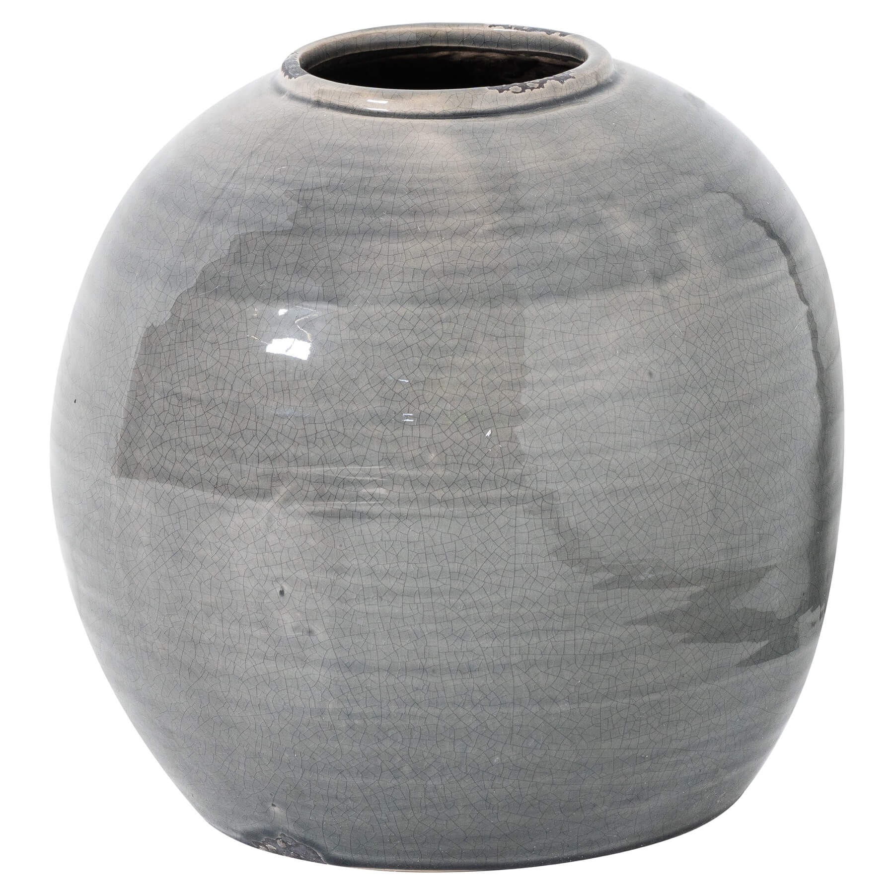 Handcrafted ceramic vase in soft grey with distressed glaze, 28cm tall, perfect for modern interiors. by sostter at brixbailey.com