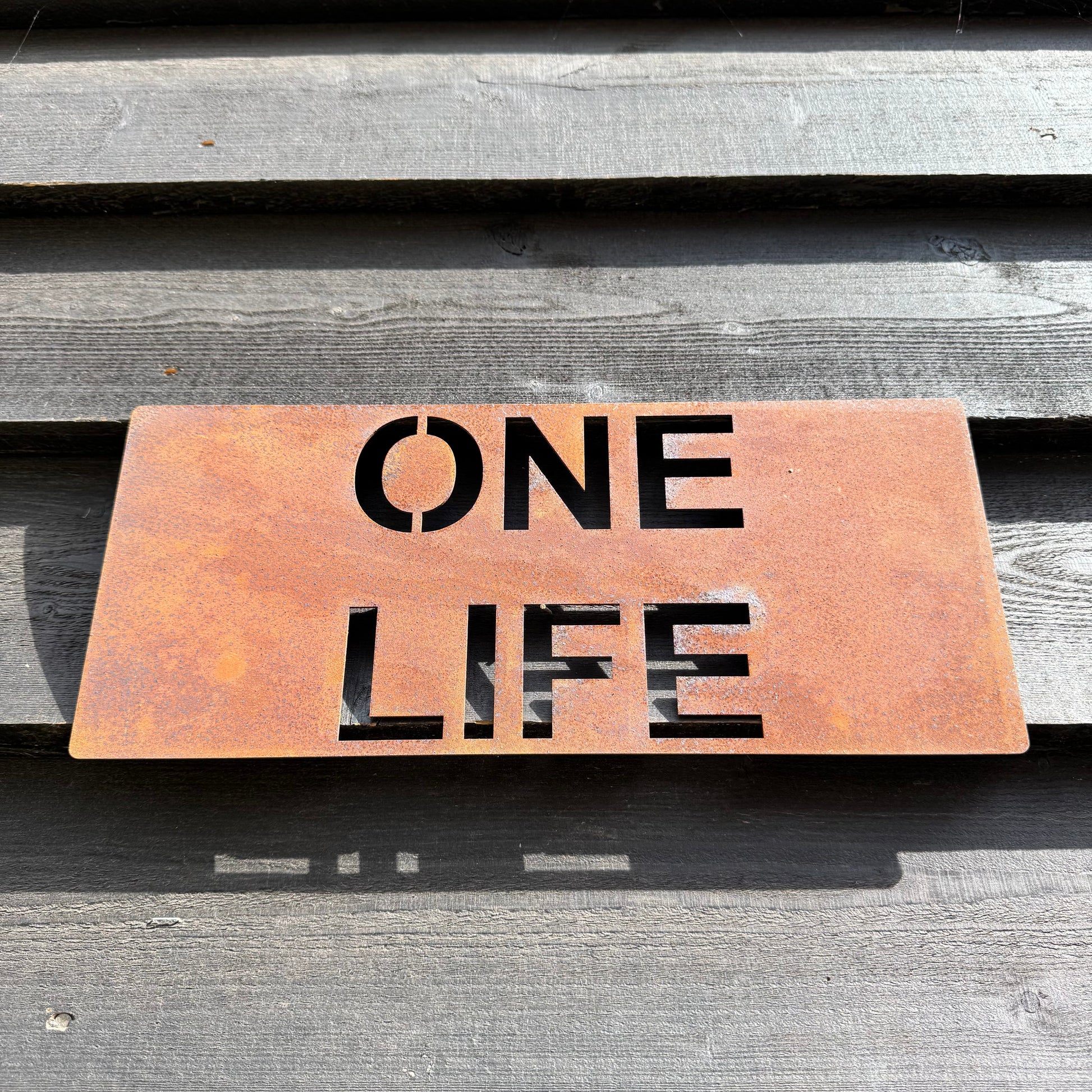 Rustic Metal ONE LIFE Sign