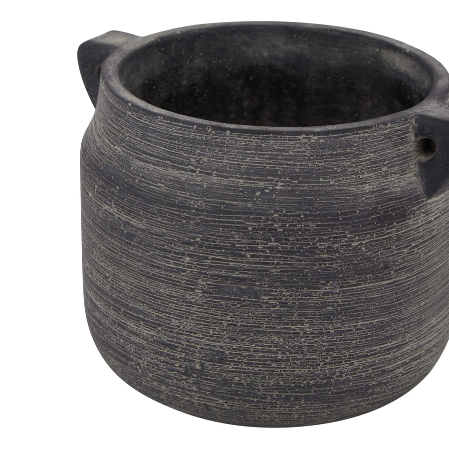 Handcrafted grey ceramic Amalfi Hydria pot with weathered finish, Mediterranean-inspired design, 15cm height by Hill Interiors at brixbailey.com