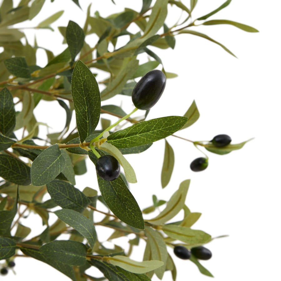 Lifelike faux olive tree with textured trunk and green foliage, perfect for tabletops or shelf displays, 100 cm tall by Sostter at brixbailey.com