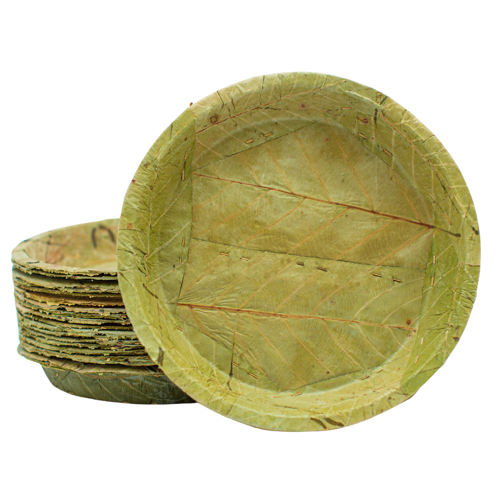 Extra Large Sal Leaf Plates 27cm Natural Disposable Pack of 20