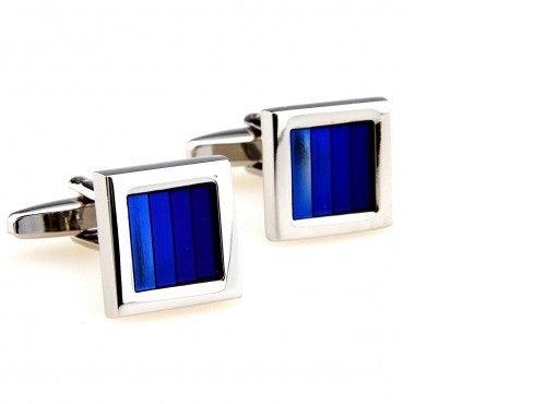 Turquoise Blue Striped Cufflinks