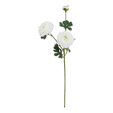 Lifelike white artificial ranunculus flower stem, 25 inches, perfect for home decor arrangements by Sostter at brixbailey.com