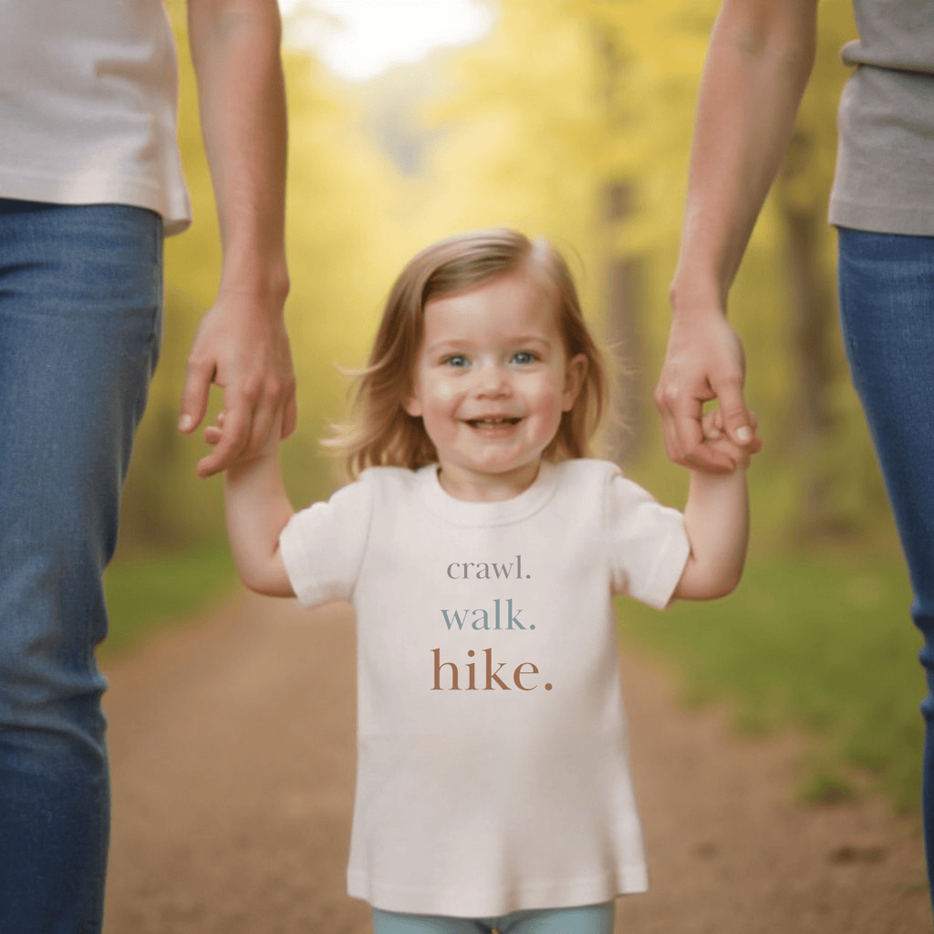Crawl Walk Hike Organic Toddler Graphic Tee