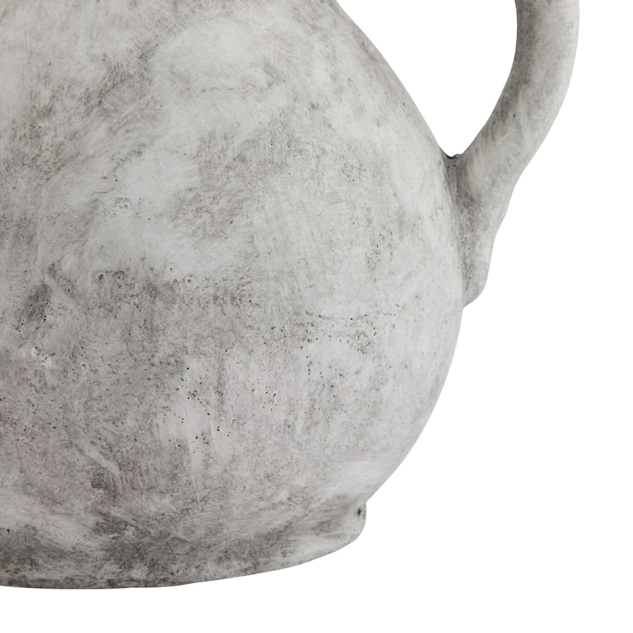 Handcrafted Athena jug in distressed white ceramic with rustic Mediterranean design, perfect for home decor or flowers. by Sostter at brixbailey.com