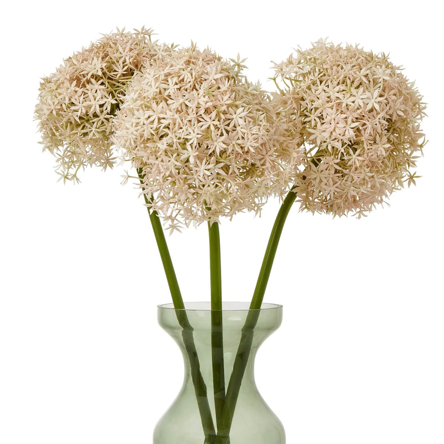 Soft pink faux allium stem, 90cm tall, lifelike plastic floral decor for modern or bohemian interiors by Sostter at brixbailey.com