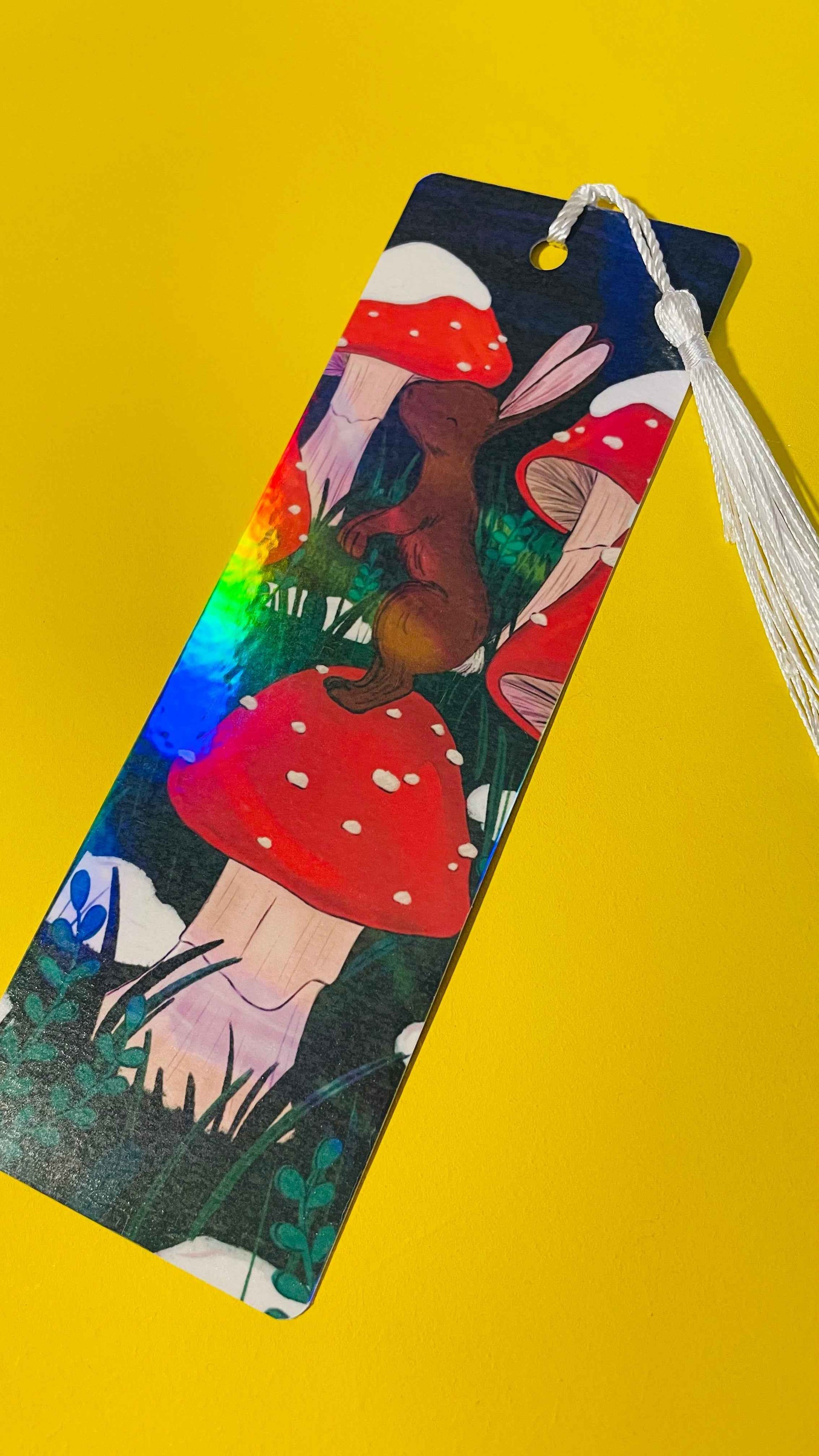 Toadstool Bunny Holographic Bookmark
