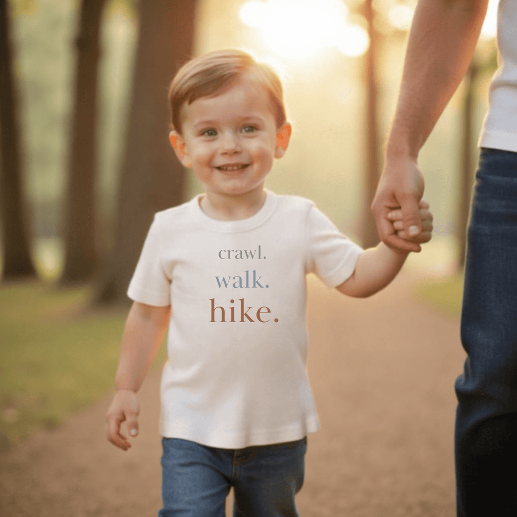 Crawl Walk Hike Organic Toddler Graphic Tee