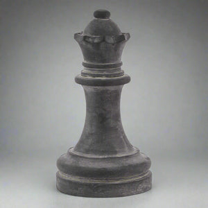 Grey ceramic queen chess piece, 29cm tall, modern design for home decor or gameplay by Sostter at brixbailey.com