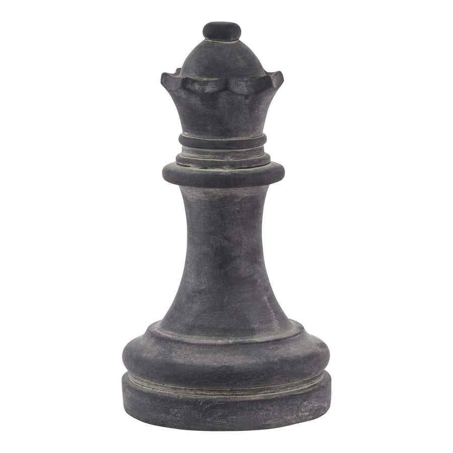 Grey ceramic queen chess piece, 29cm tall, modern design for home decor or gameplay by Hill Interiors at brixbailey.com