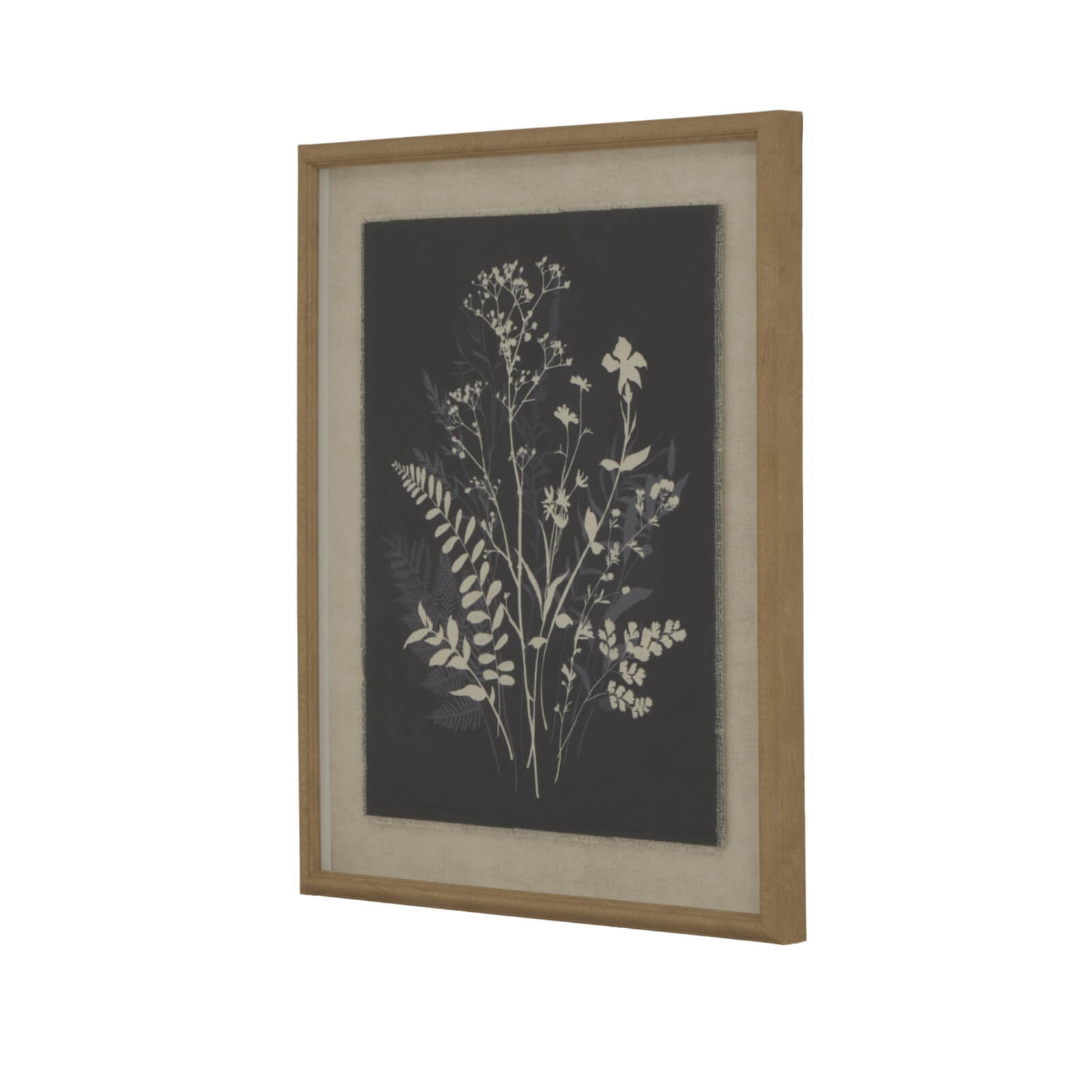 Botanical wall art with delicate grove flora on fine linen, framed in beaded detailing, from Flora & Fauna collection by Sostter at brixbailey.com