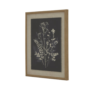 Botanical wall art with delicate grove flora on fine linen, framed in beaded detailing, from Flora & Fauna collection by Sostter at brixbailey.com