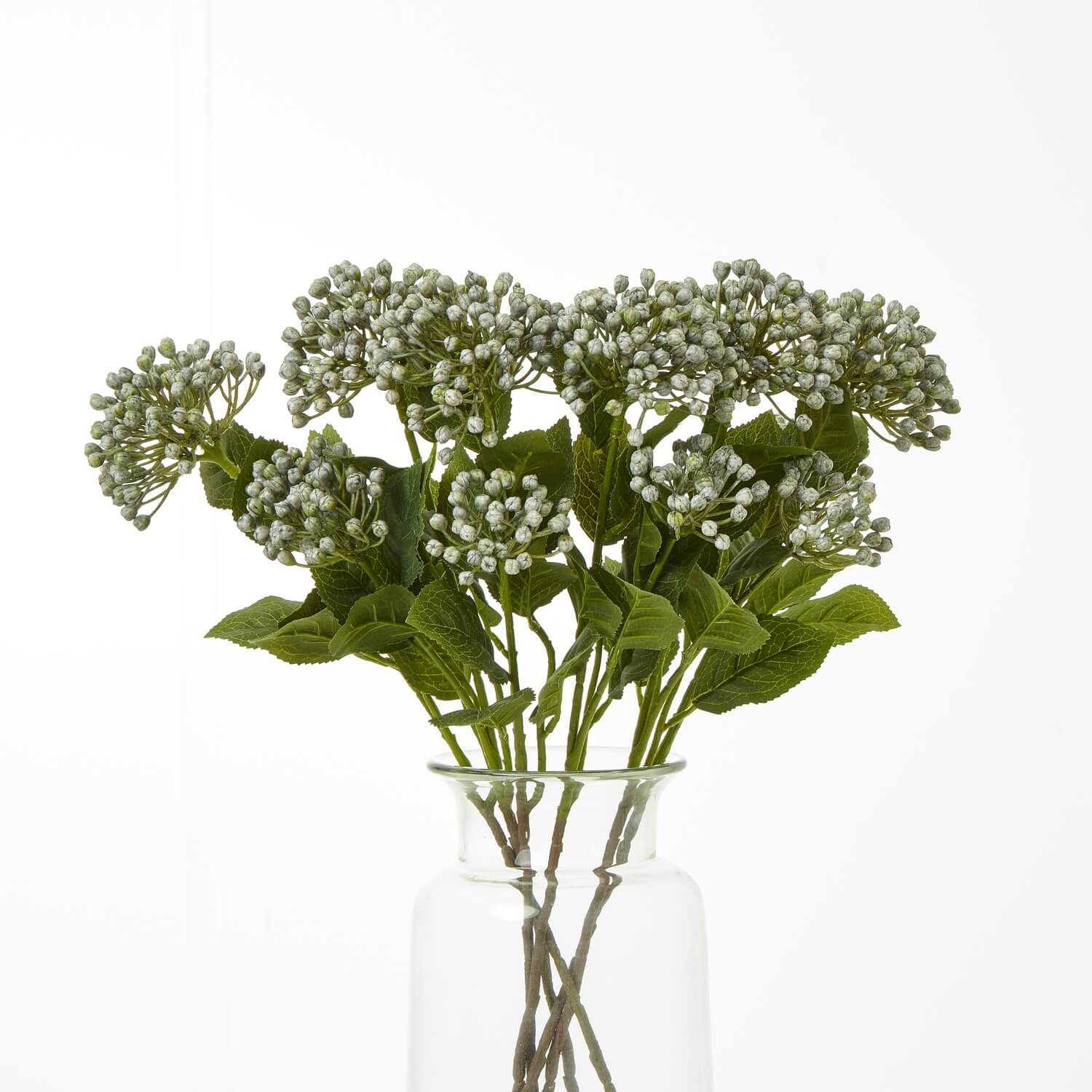 Lifelike blue hydrangea spray with lush clusters, 55cm faux floral arrangement for home decor by Sostter at brixbailey.com