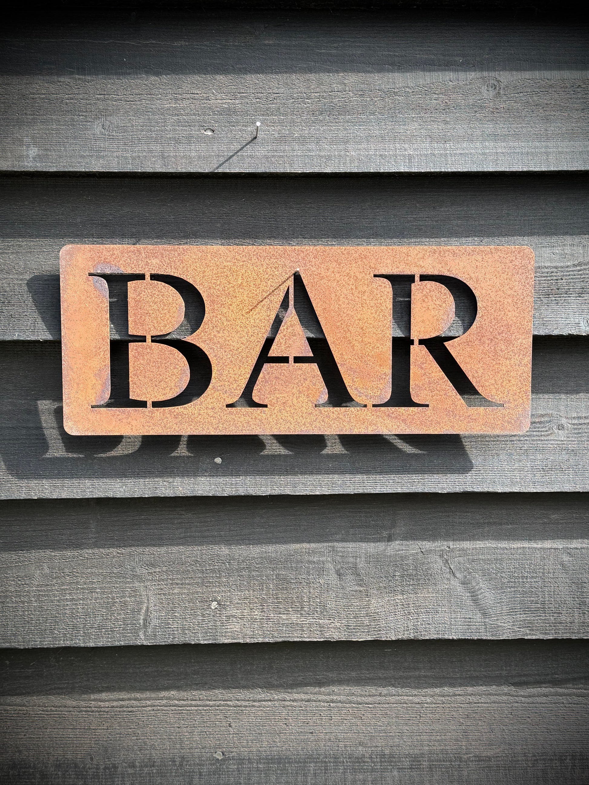 RUSTY BAR GARDEN  DECORATION ,  Home Sign , Garden Ornament , Wall feature , garden decoration, rusted metal , garden sign ,
