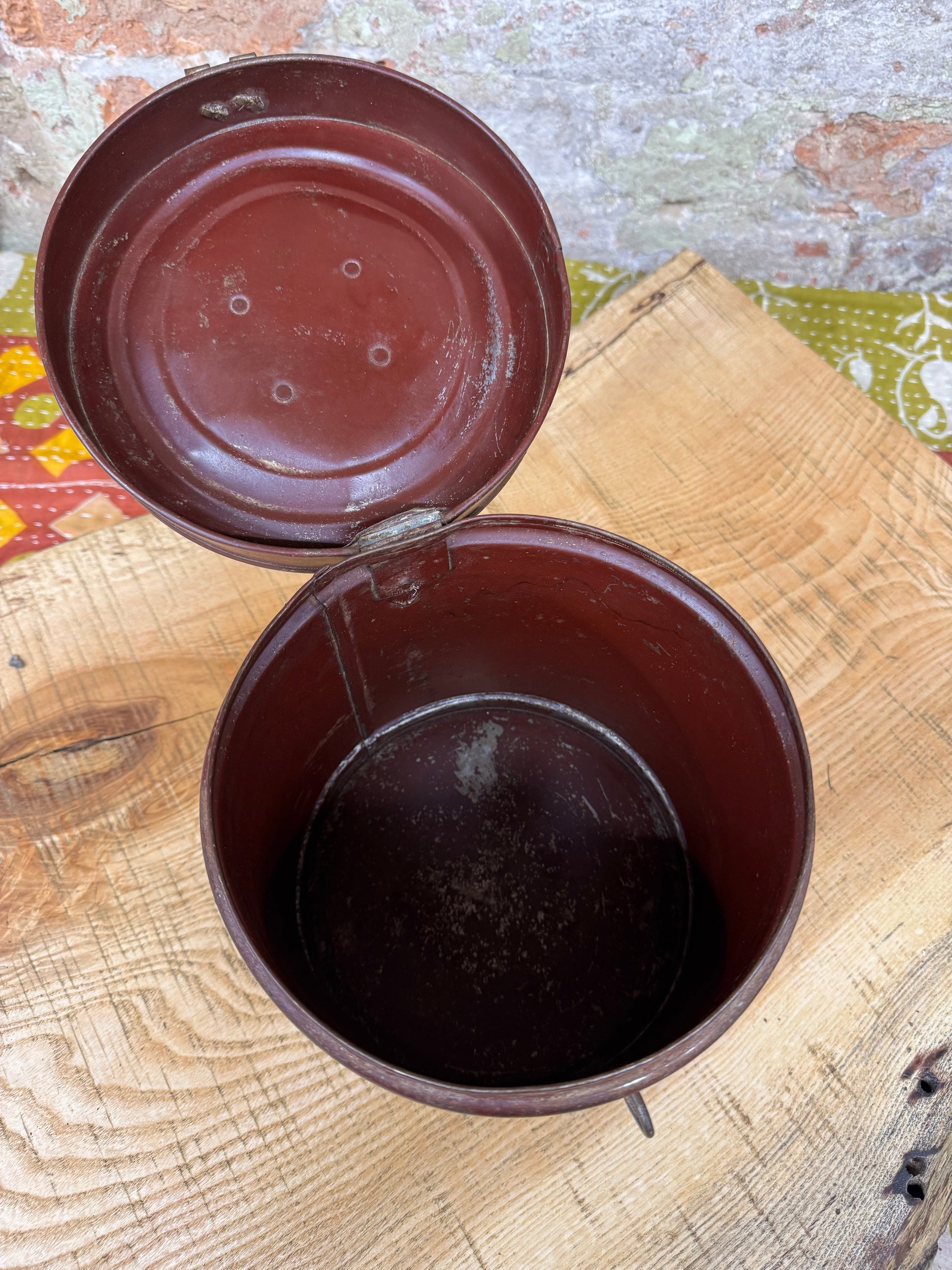 Vintage Galvanised Metal Tub Container / Flour Bin / Rice Dog Food Container / C