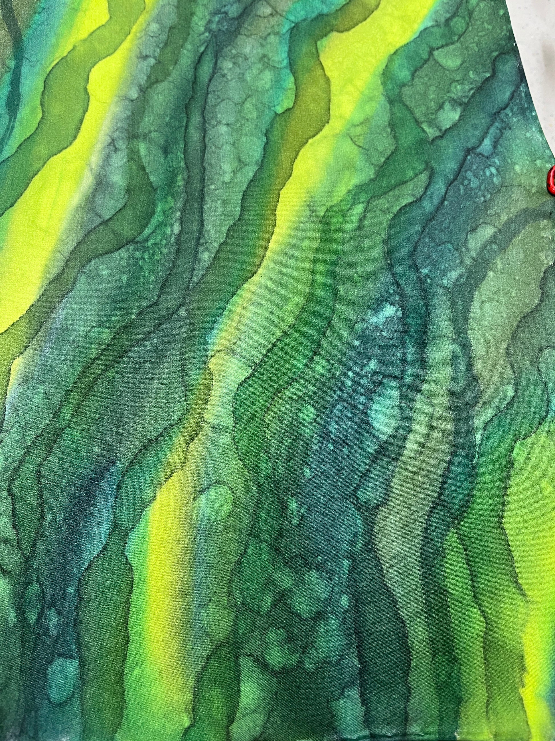 “Flow Abstract- Kelp Forest" - Hand-dyed Silk Scarf - $110