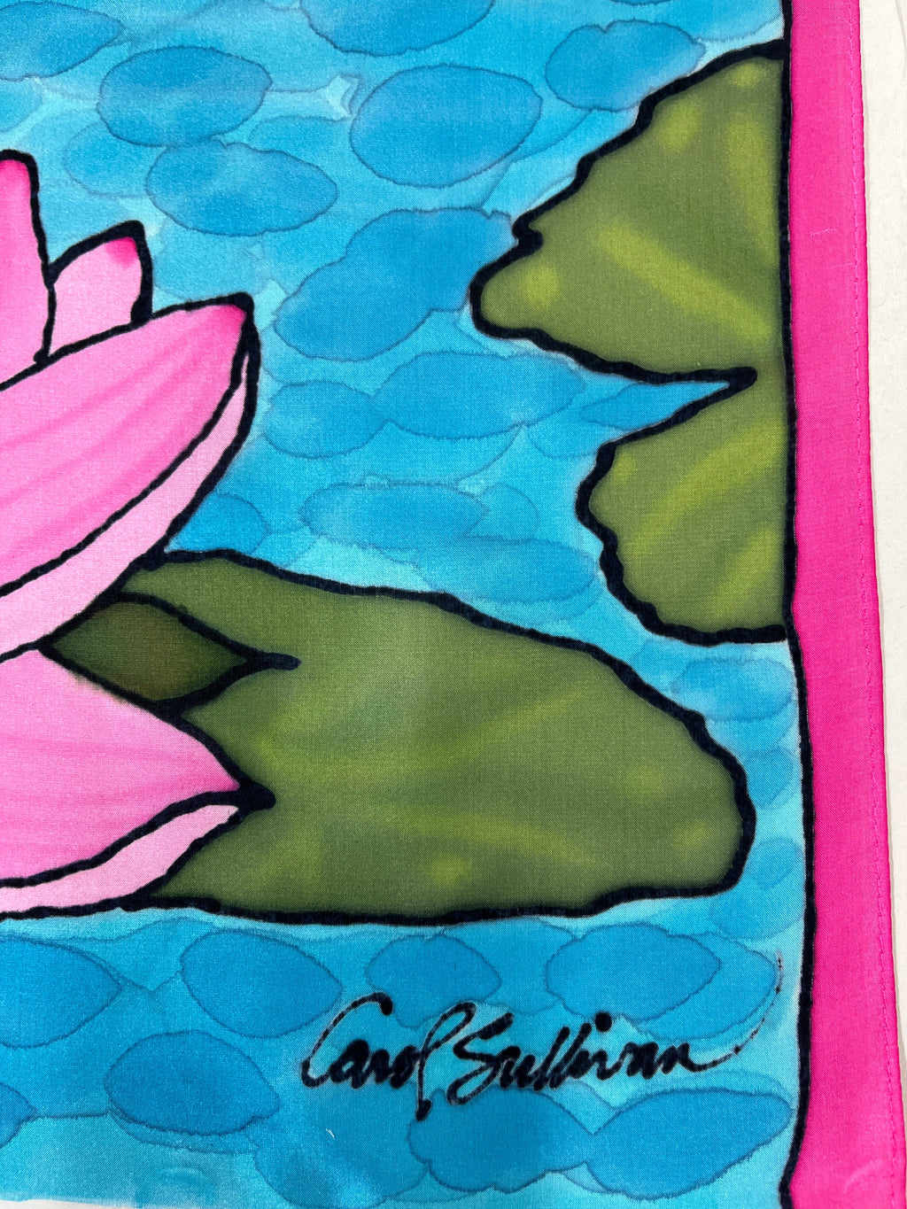 "Waterlily Zen” - Hand-dyed Silk Wall Hanging  - $365