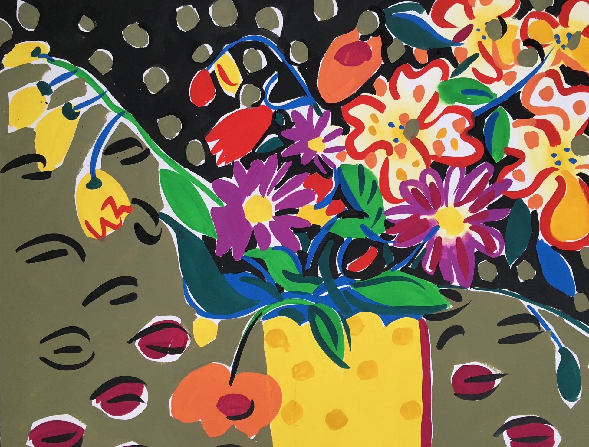 Yellow Spotted Vase Painting