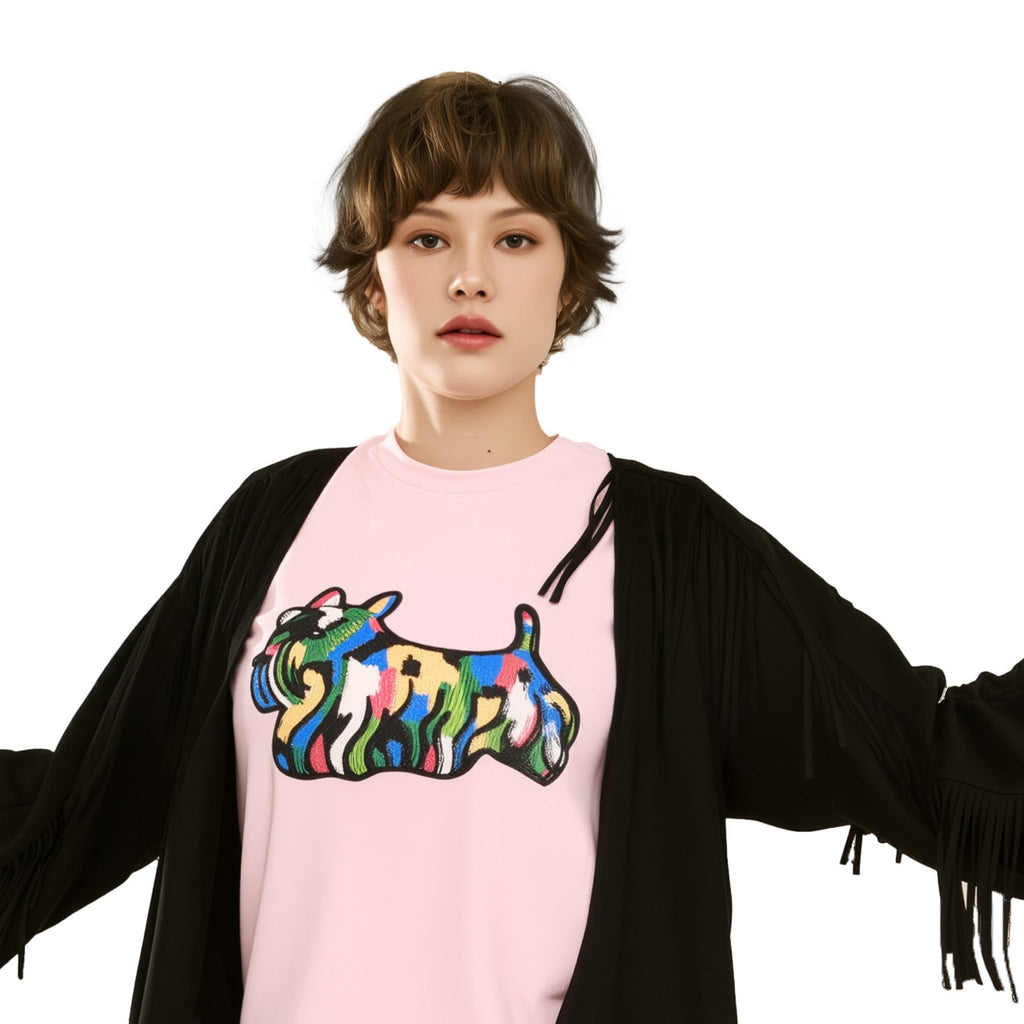 Cotton Doggy Printed and Embroidered T-Shirt