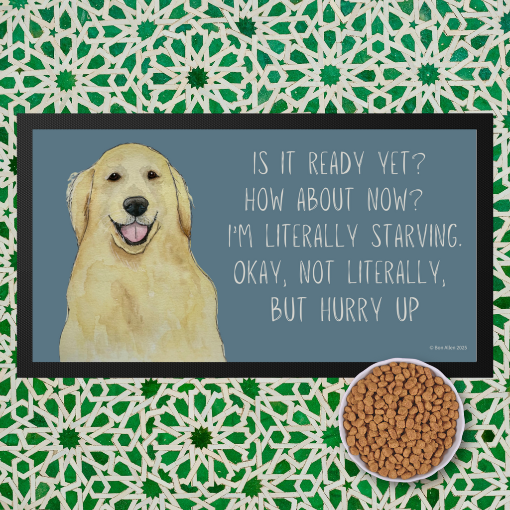 Golden Retriever’s Ultimate Feast Mat – Hurry Up, Hooman!