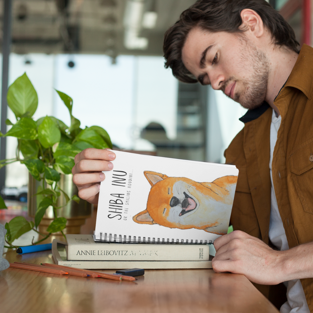 “Plotting My Escape” – Shiba Inu Fabric Notebook