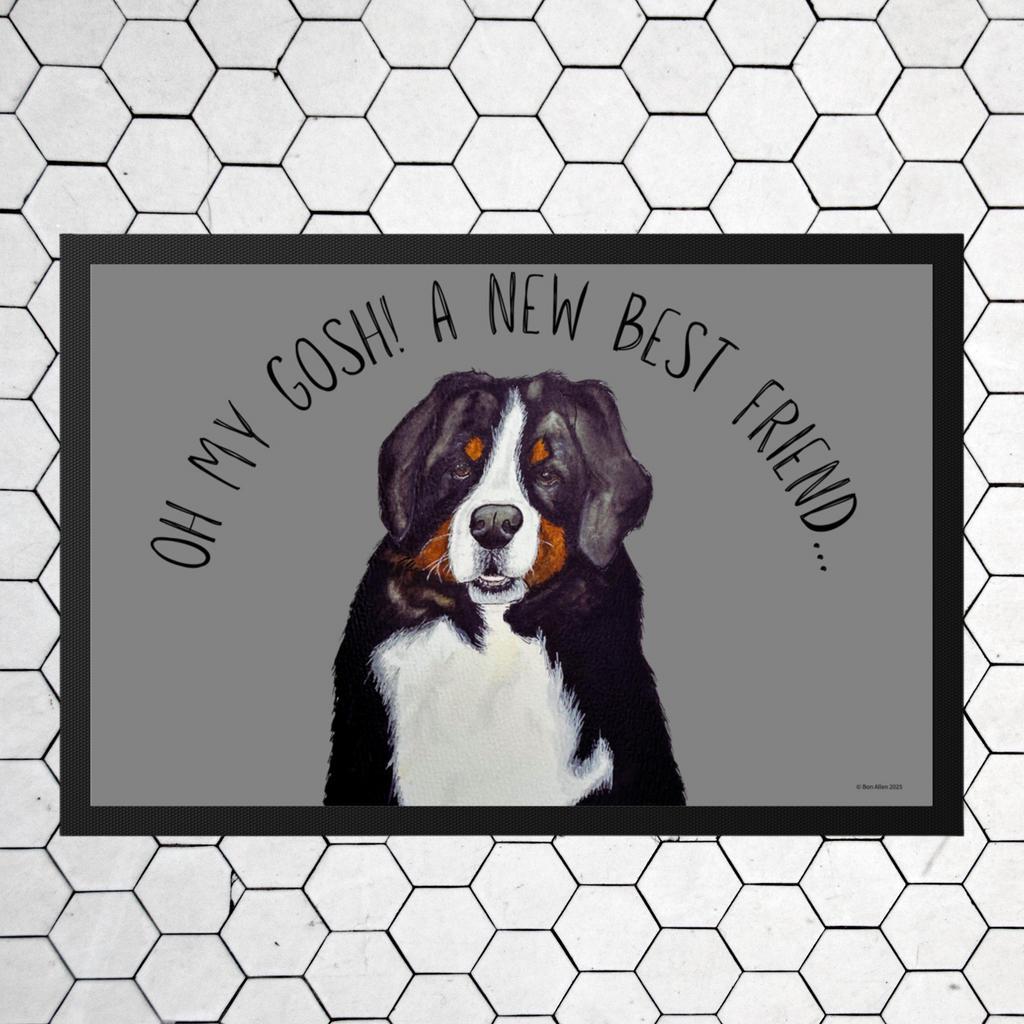 Oh My Gosh, A New Best Friend!" – Bernese Mountain Dog Doormat