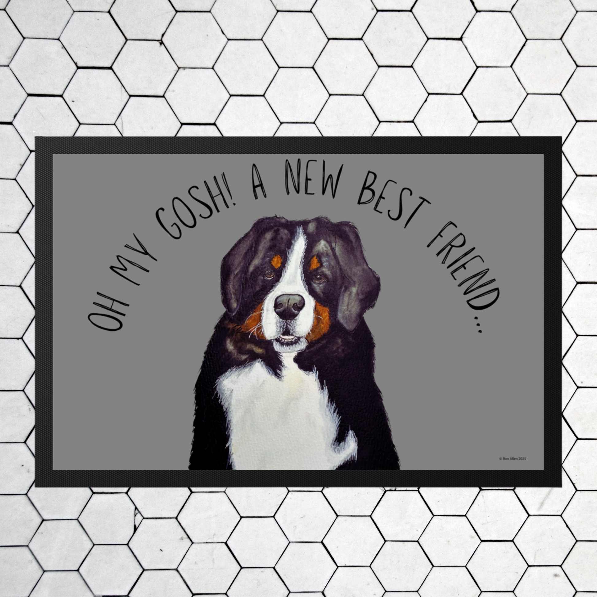 Oh My Gosh, A New Best Friend!" – Bernese Mountain Dog Doormat