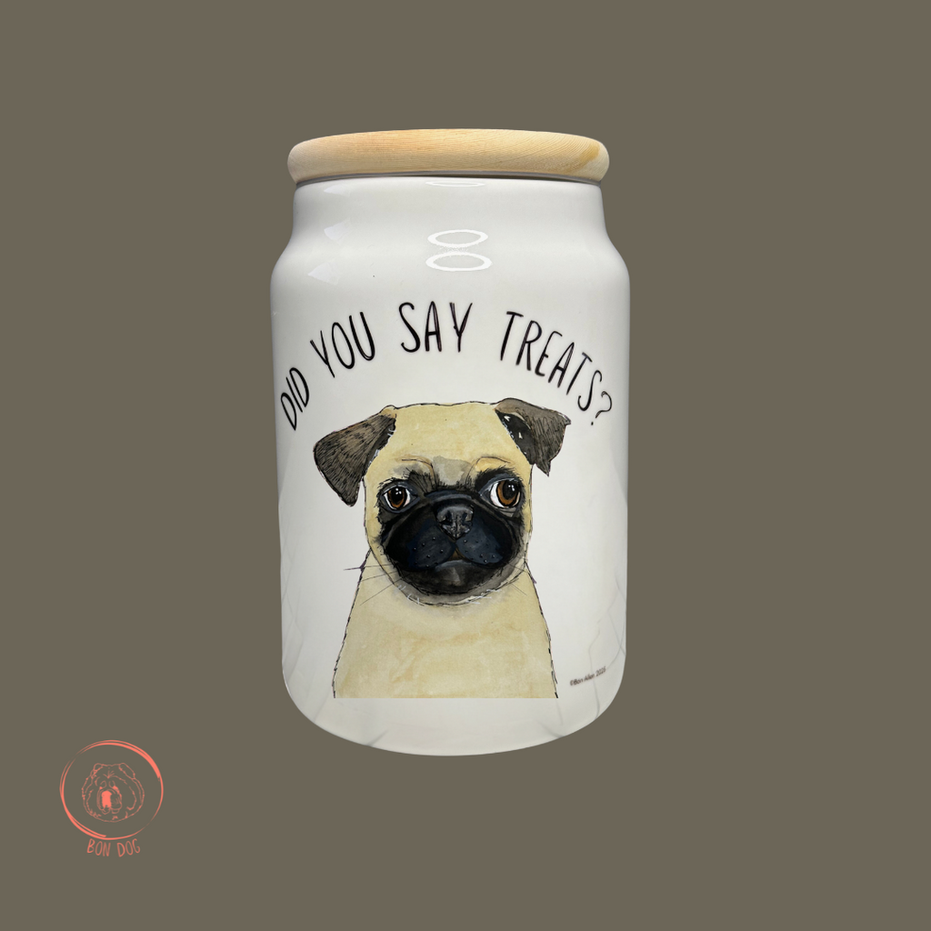 The Pug’s Treasure Chest: A Ceramic Treat Jar for Your Snorty Potato!