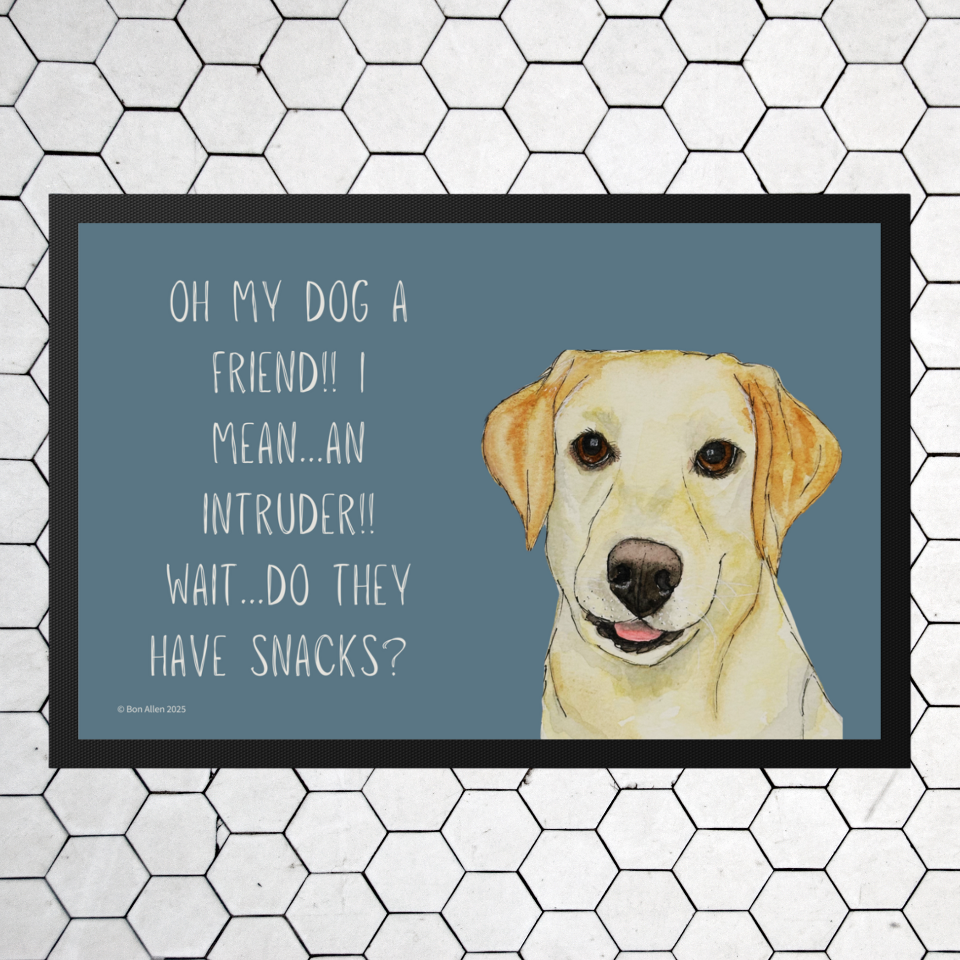 Yellow Labrador Welcome Mat – Is It a Friend, Intruder… or Snack Delivery?!