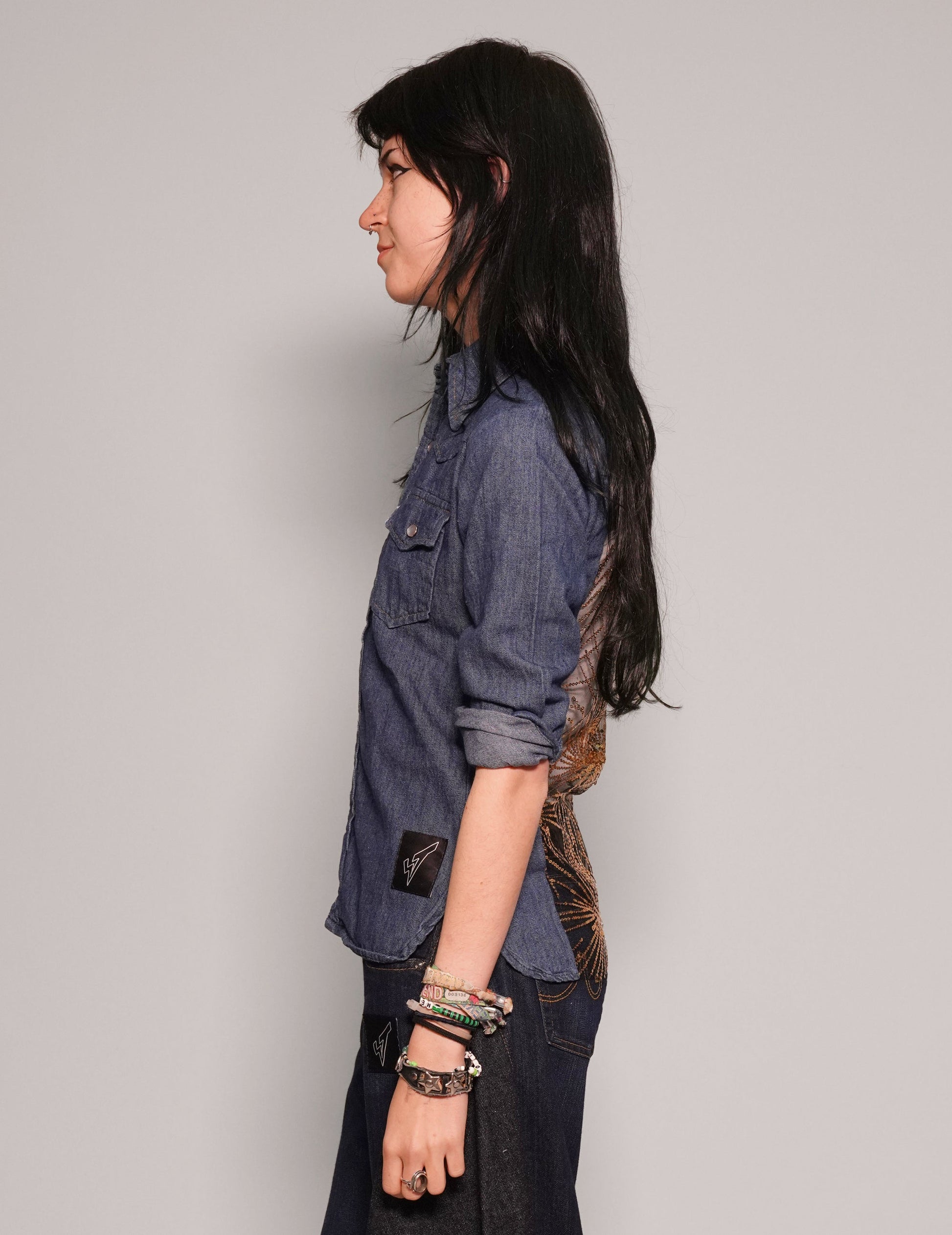 Party Back Shirt - Slim Fit - Gold Star Sequin