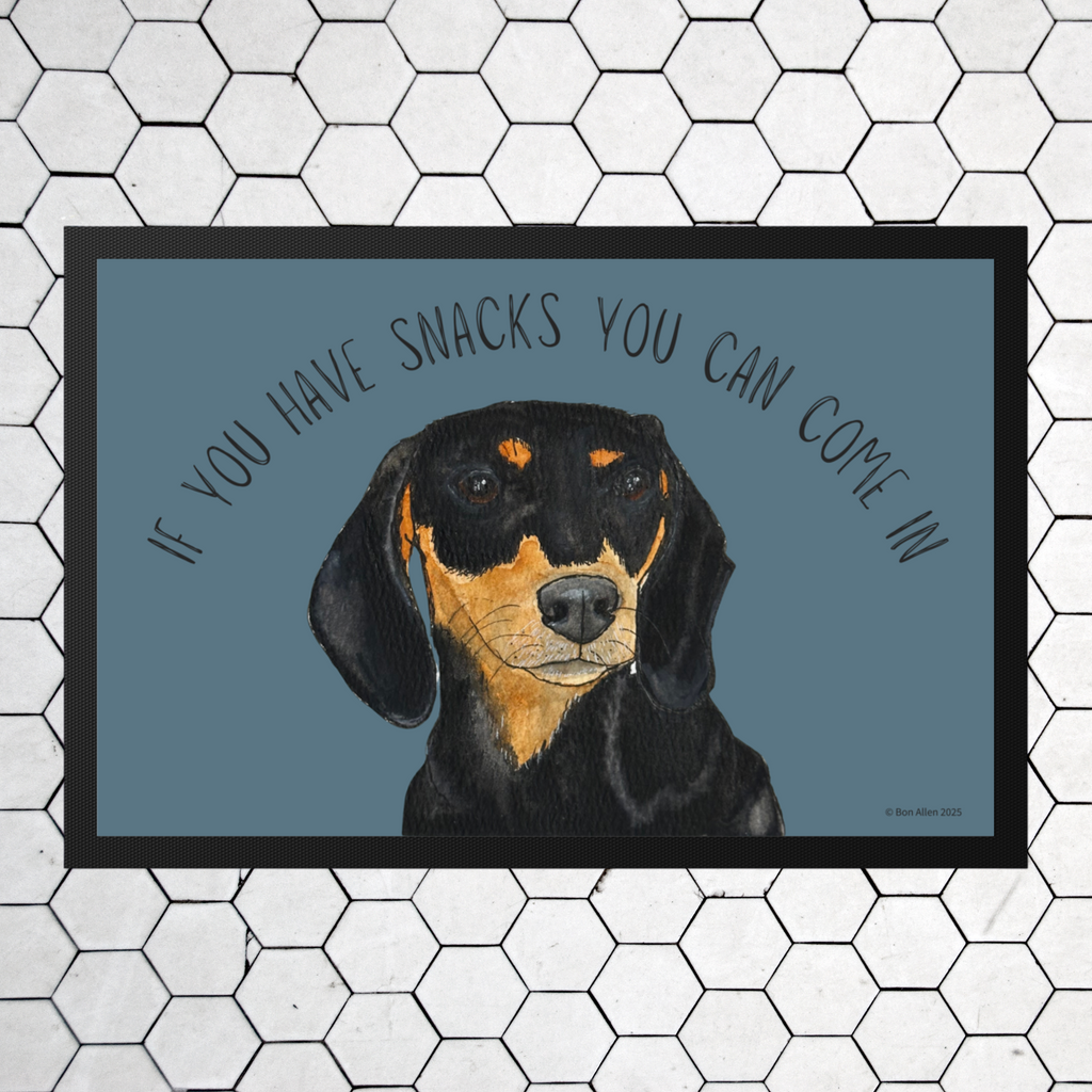 Snacks-Only VIP Access: The Black & Tan Dachshund Doormat!