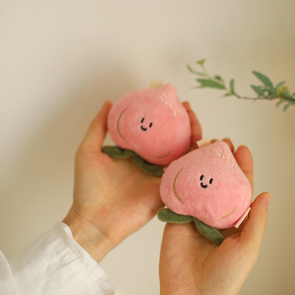 Peach Plush Bag Charm in Pink