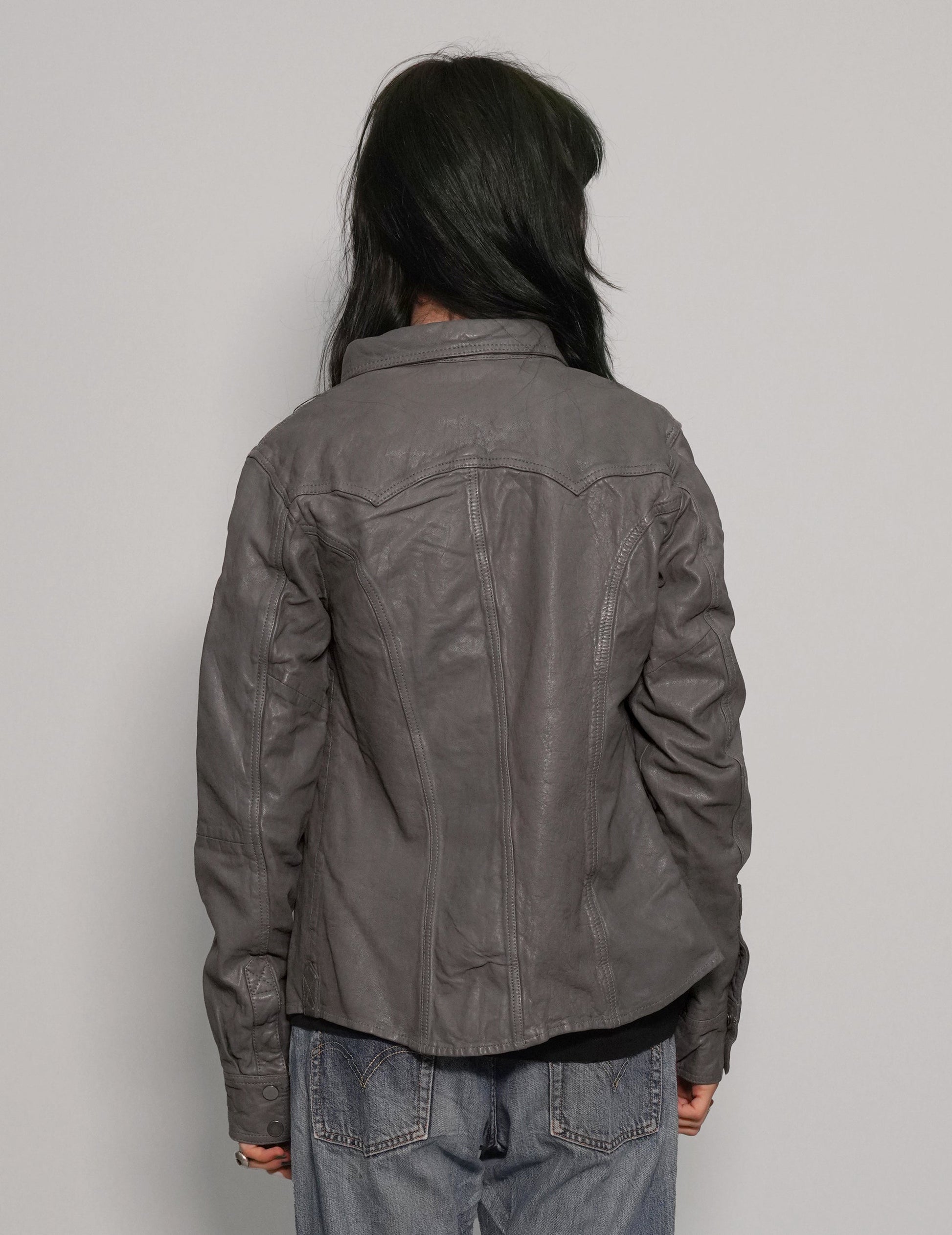 Immortal Leather Jacket in Grey