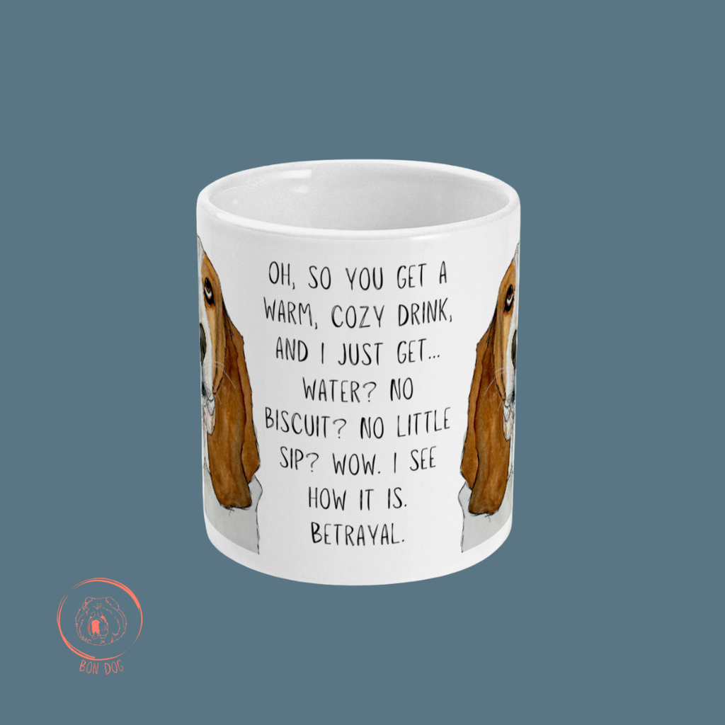 Basset Hound Betrayal Mug – Where’s My Biscuit?