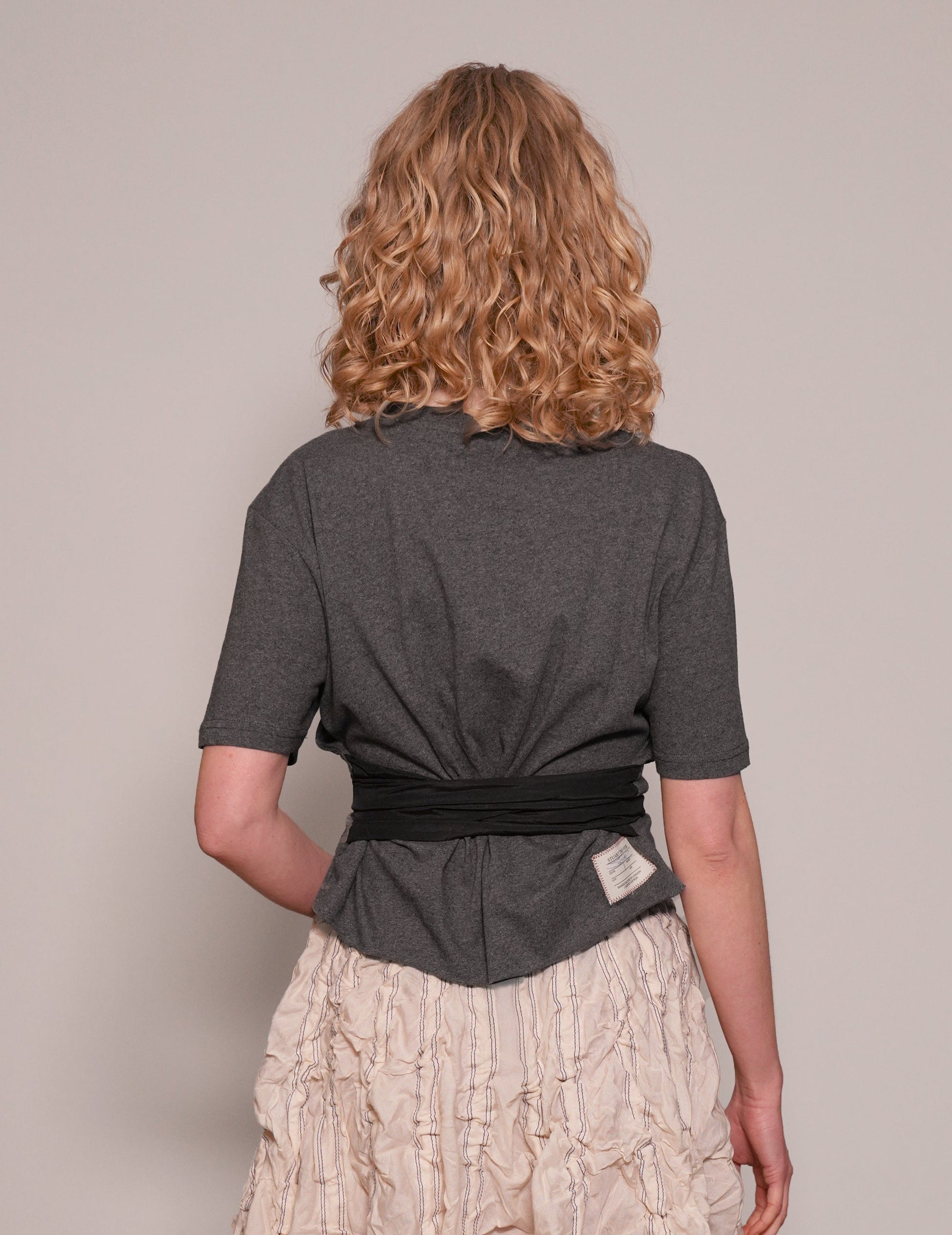 ST Silver Logo Tie-Tee in Grey with Black Tie