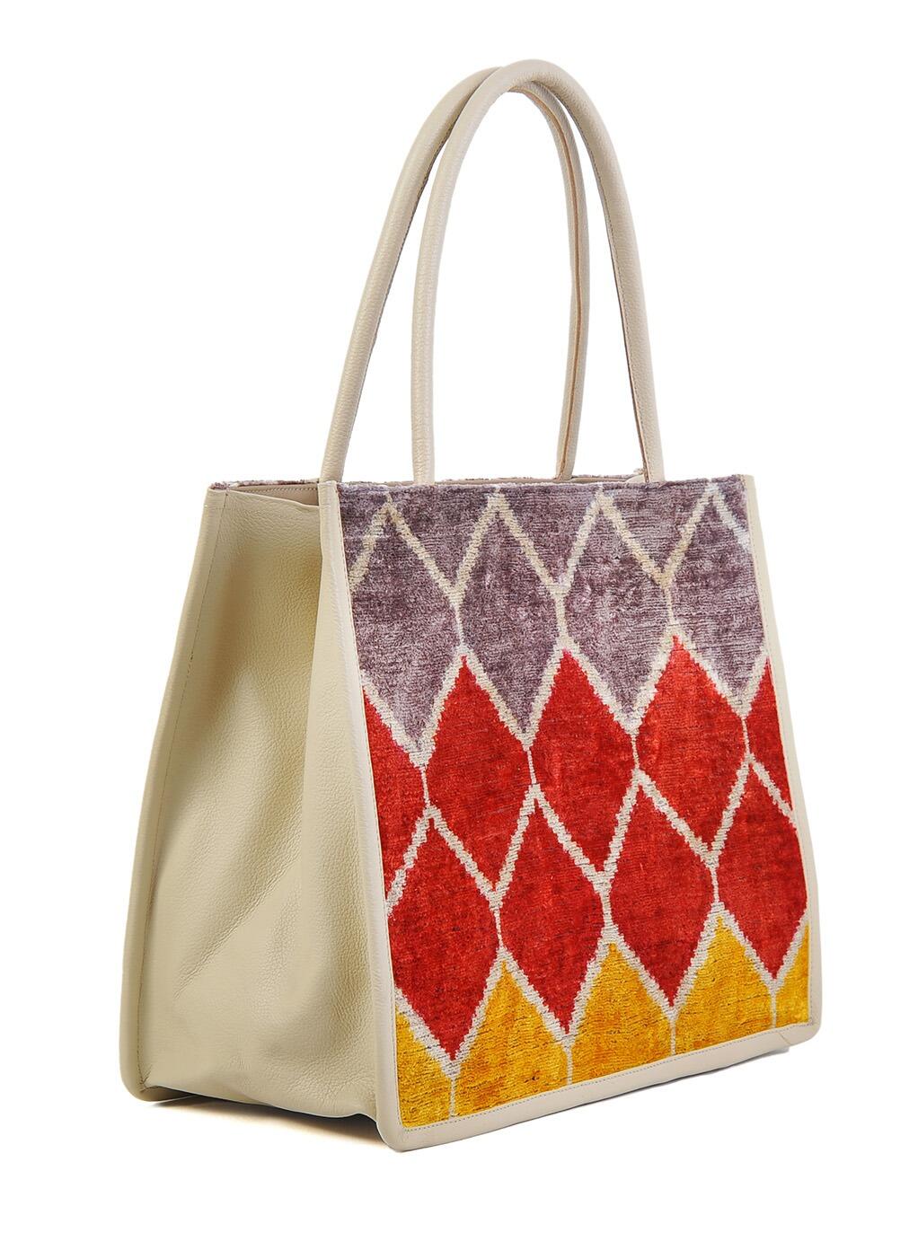 Luxurious Rachel Large Tote Bag – Silk & Leather Blend by Jkel at www.brixbailey.com