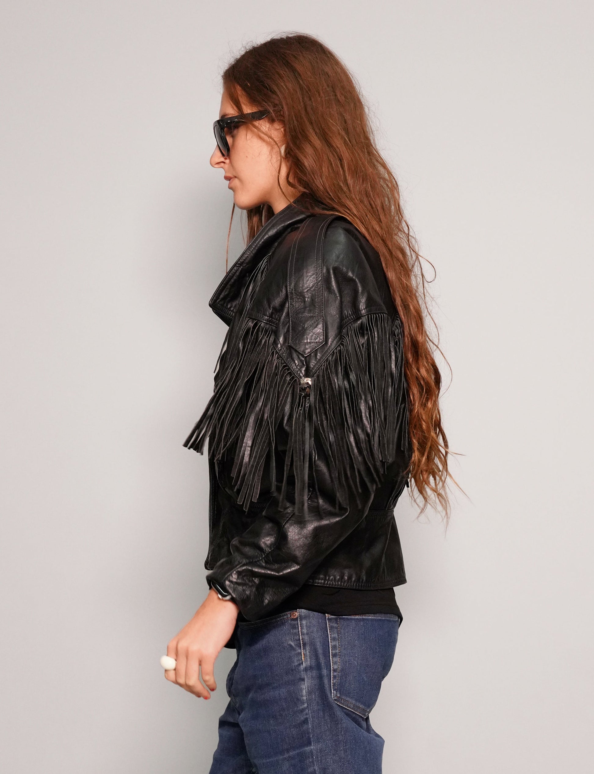 Black Leather Cowgirl Jacket
