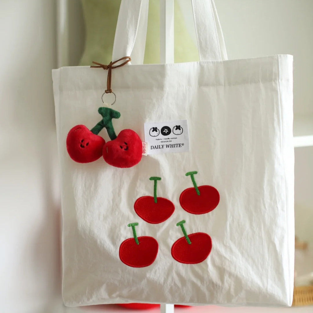 Cherry Bag Charm in White