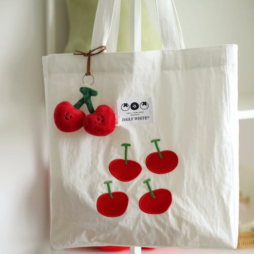 Cherry Bag Charm in White