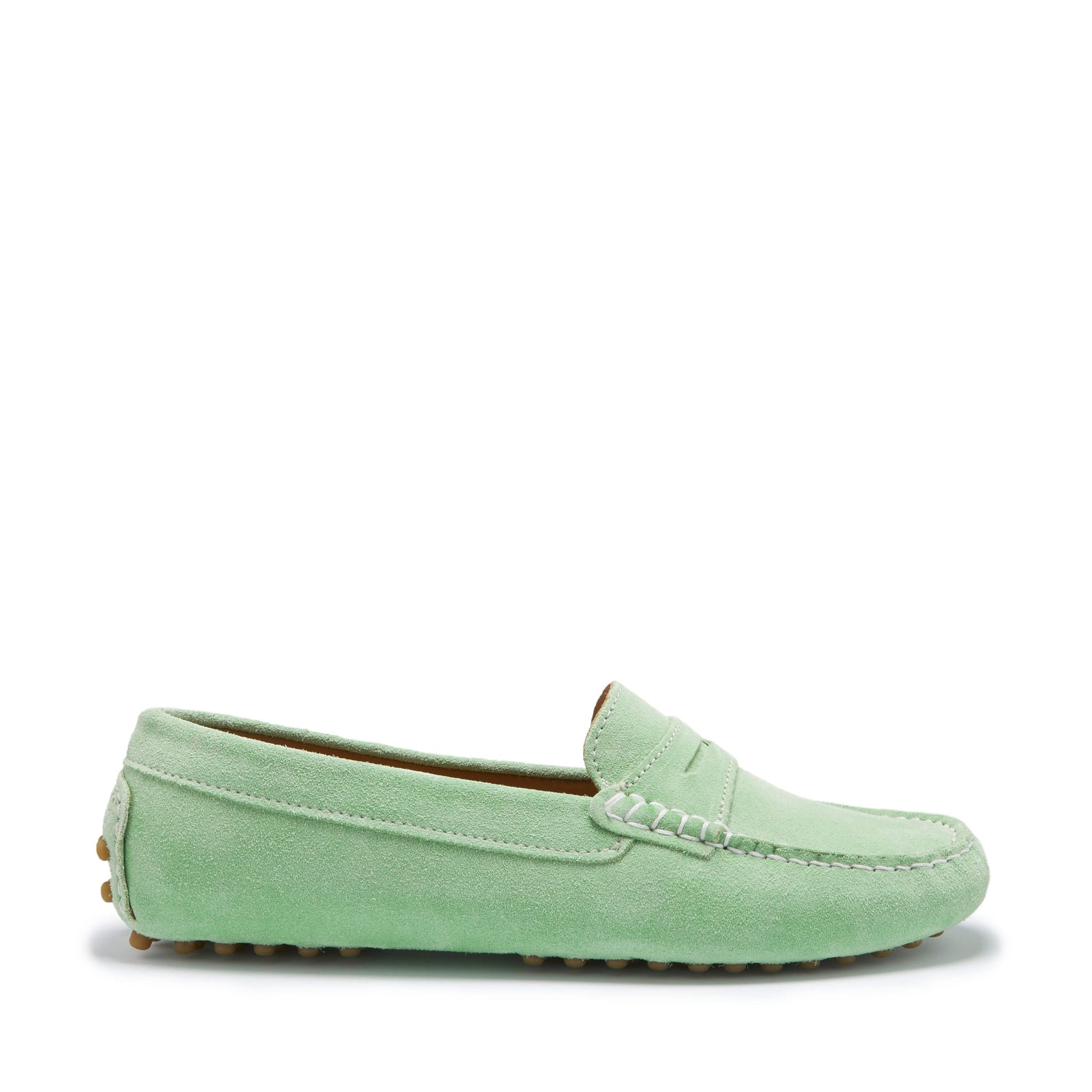 Women's Penny Driving Loafers in Lagoon Green Suede