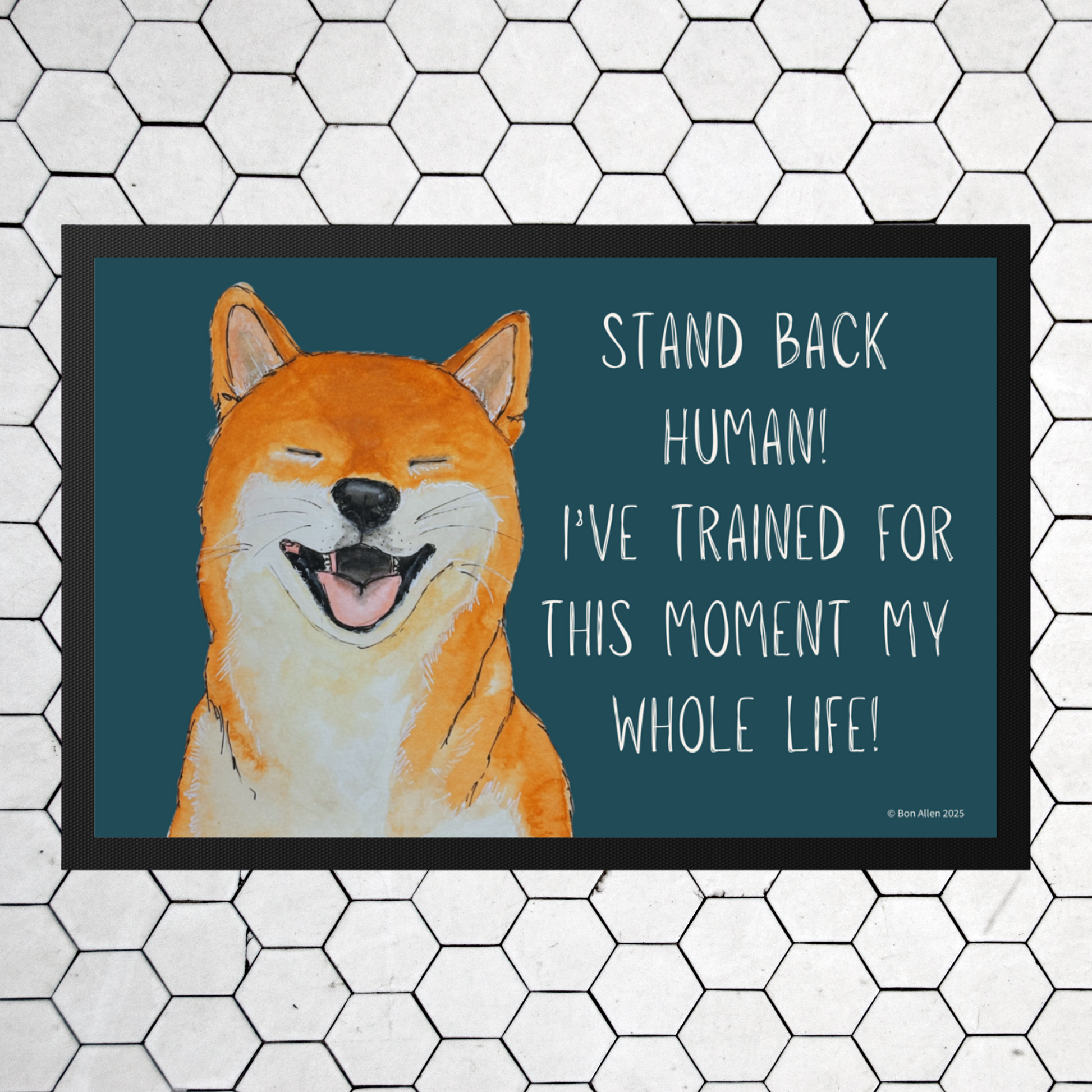 “Stand Back, Human!” Shiba Inu Door Mat – Guard Dog Vibes, Fluffy Edition