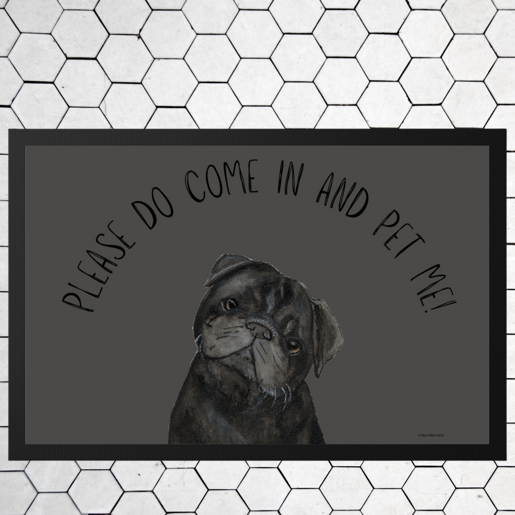 "Please Do Come In and Pet Me!" – Pug Door Mat