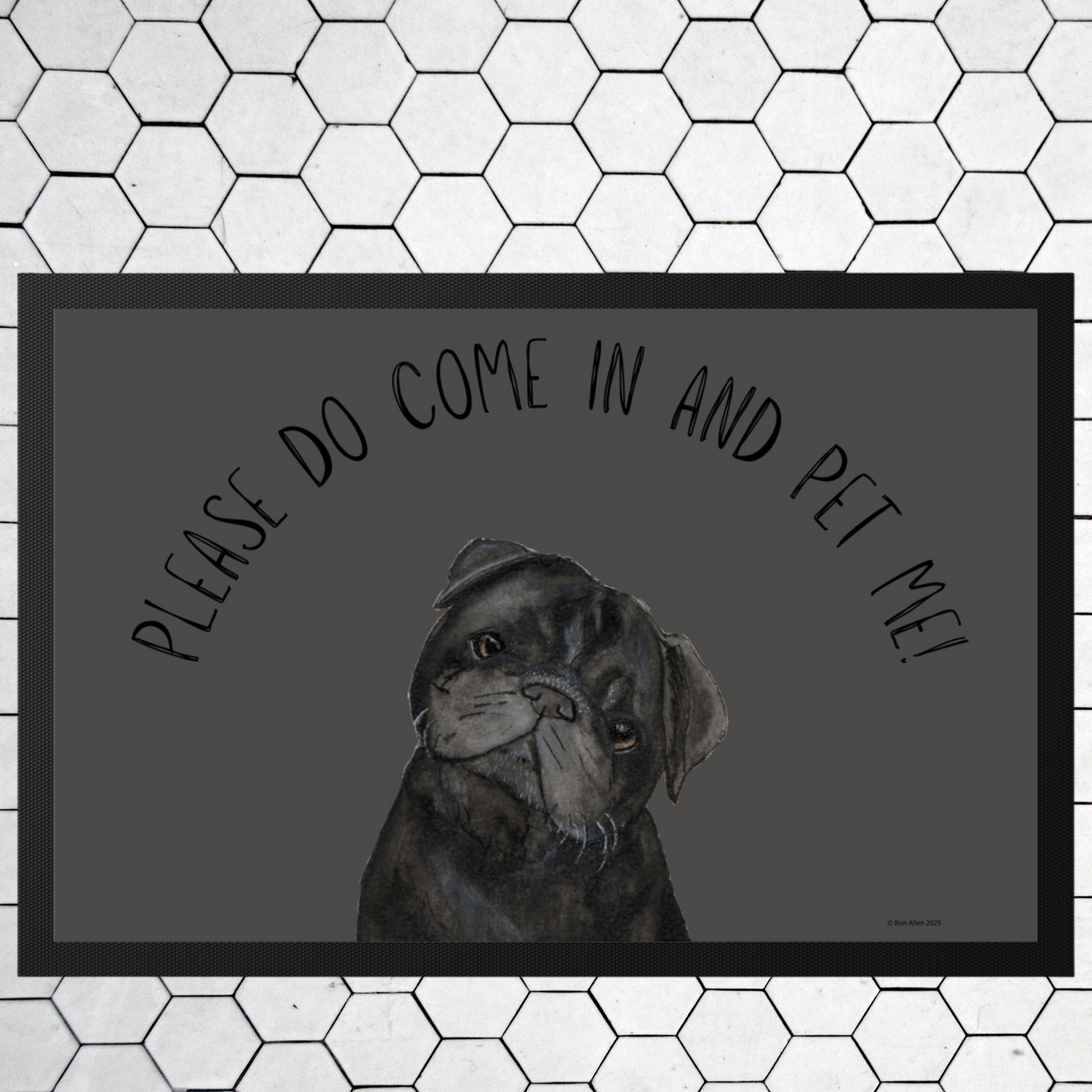 "Please Do Come In and Pet Me!" – Pug Door Mat