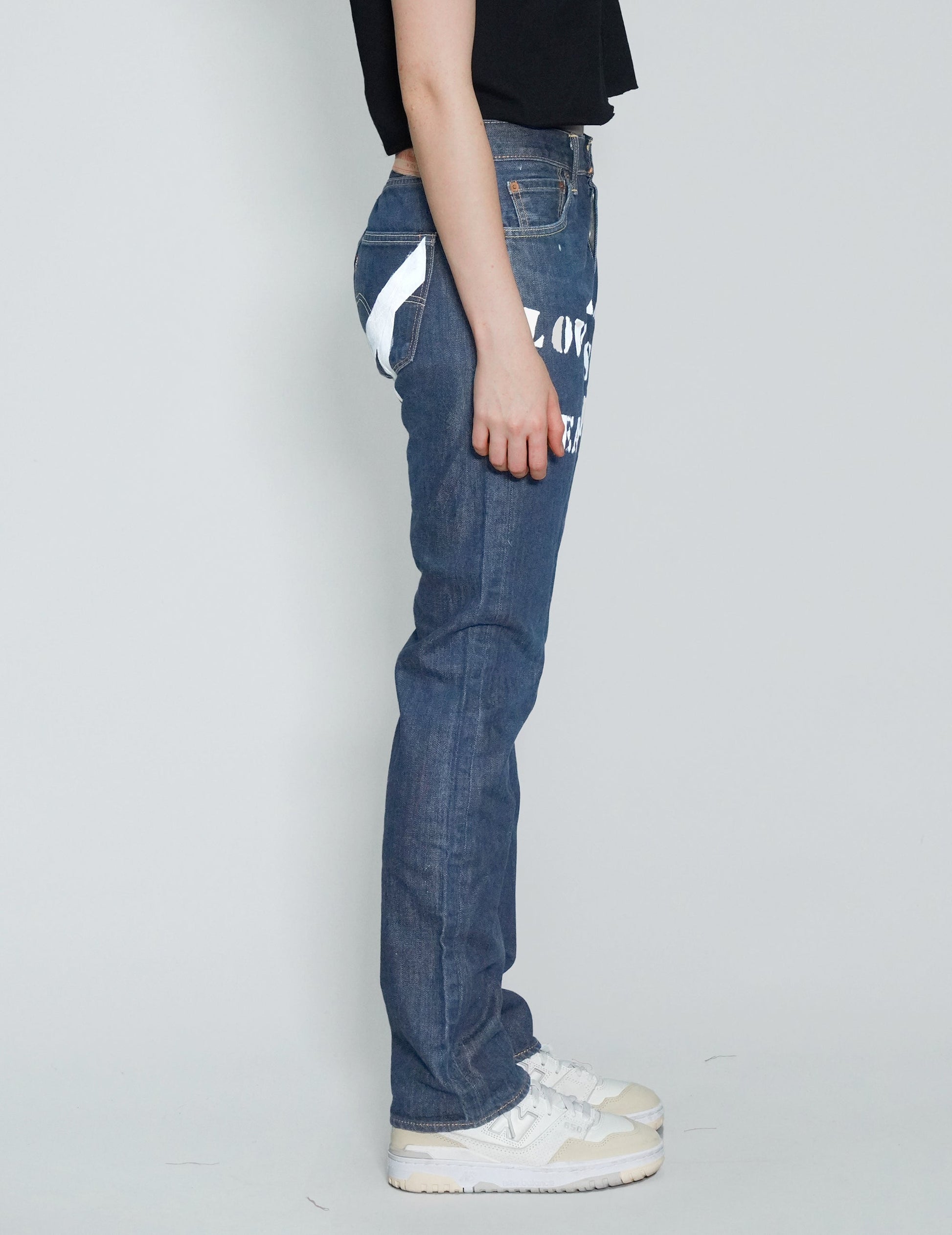 'Love Will Tear Us Apart' Jeans in Blue