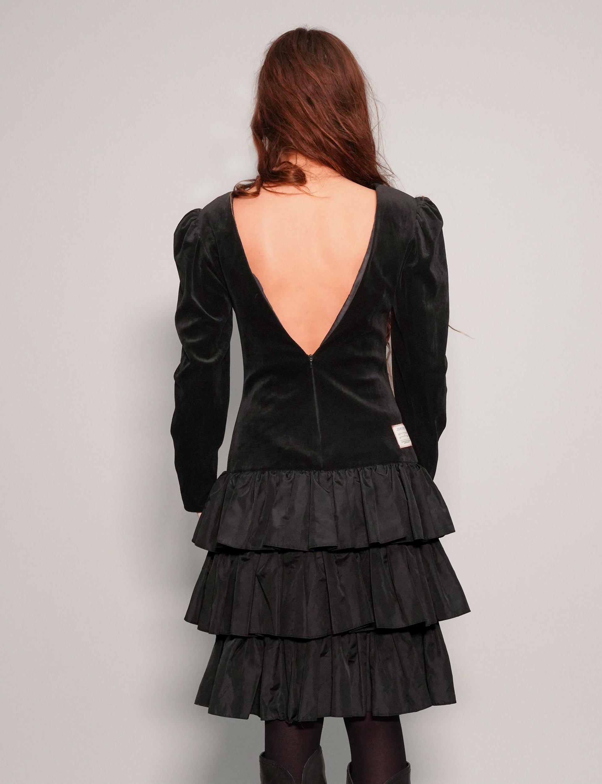 Vintage Dusk Black Velvet Dress