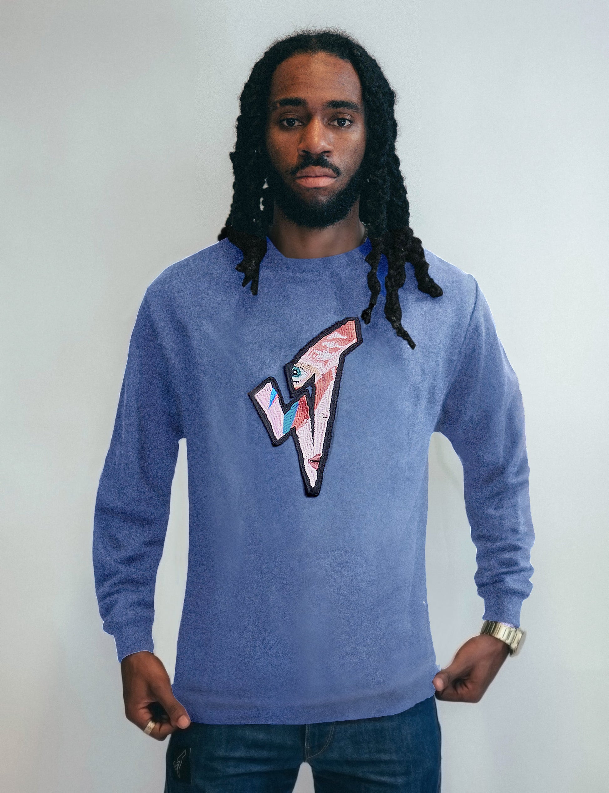 ST Aladdin Sane Long Sleeve Logo Tee in Blue