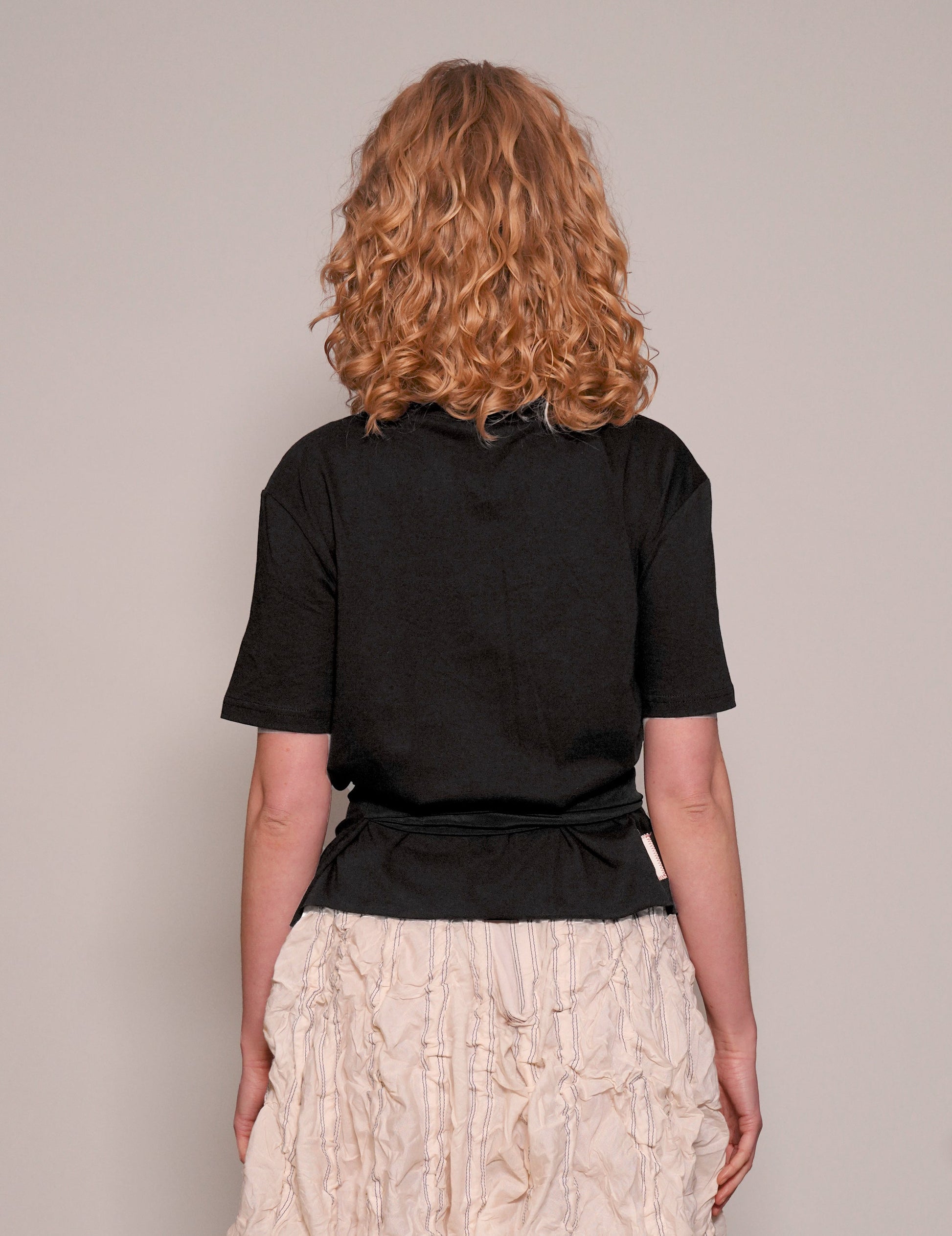 ST Silver Logo Tie-Tee in Black with Black Tie